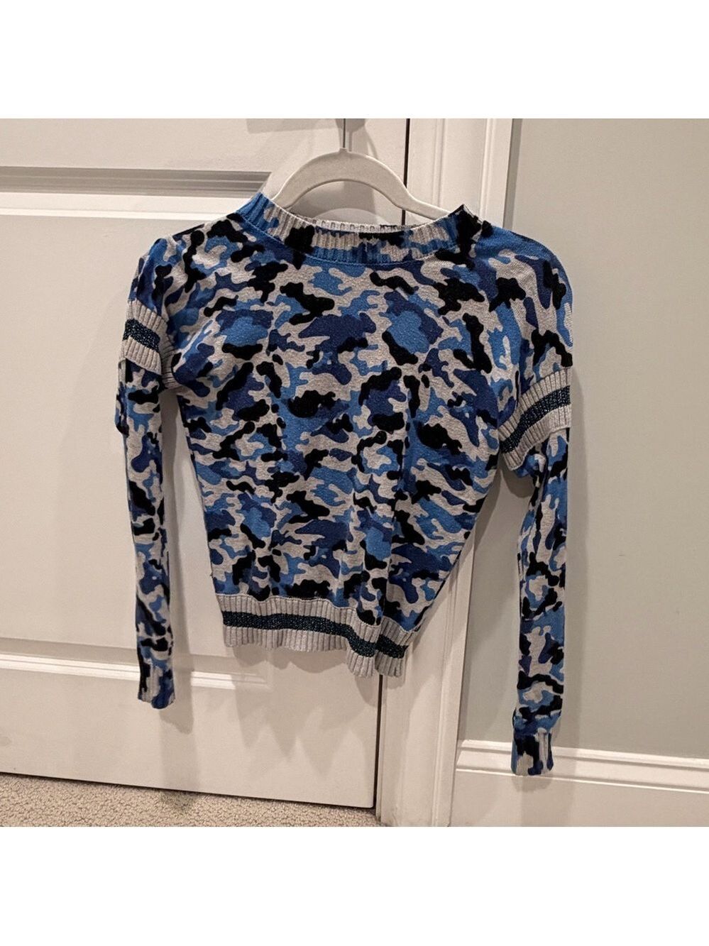Central Park West Kids Camouflage Sweater in Blue and Black